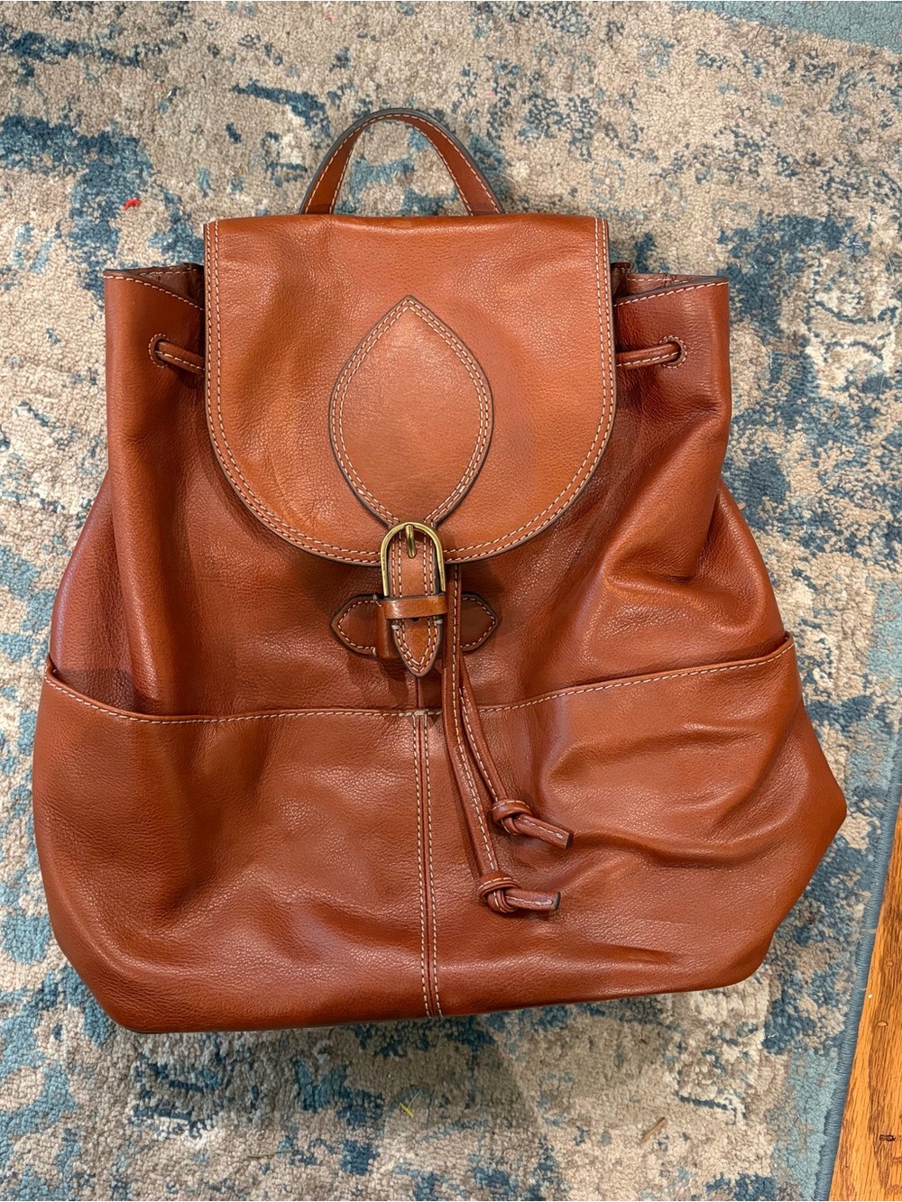 Fossil Luna Leather Drawstring Backpack with Buckle